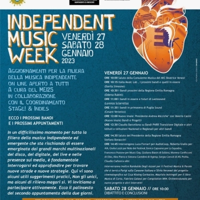Il secondo Independent Music Week – Una Full Immersion online il 27 e 28 gennaio