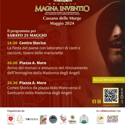 Cassano delle Murge: sabato 25 paese in festa con Magna Inventio 
