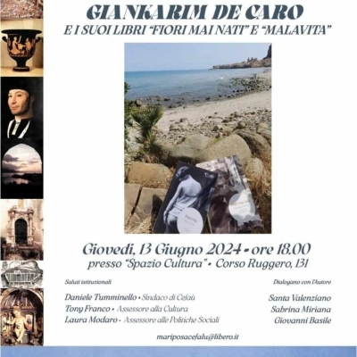 Lo scrittore palermitano Giankarim De Caro presenta a Cefalù i suoi libri “Malavita” e “Fiori mai nati” di Navarra Editore