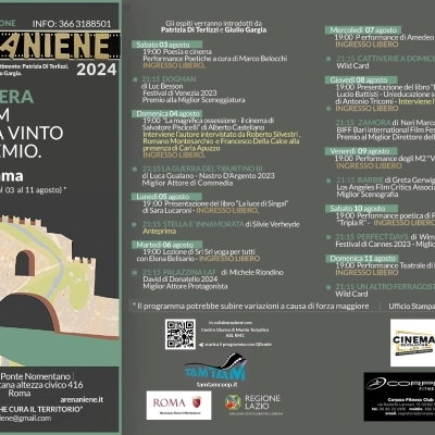 IL PROGRAMMA DAL 3 ALL'11 AGOSTO AD ARENANIENE 2024