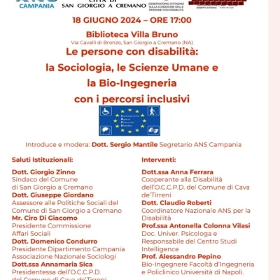 Le persone con disabilità: la Sociologia, le Scienze Umane e la Bio-Ingegneria con i percorsi inclusivi