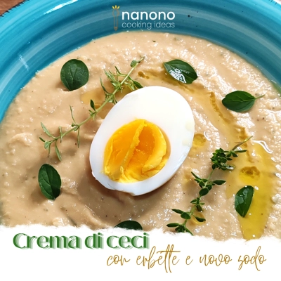 Crema di ceci alle erbe e uovo sodo - nanono.it #yummy #food #delicius