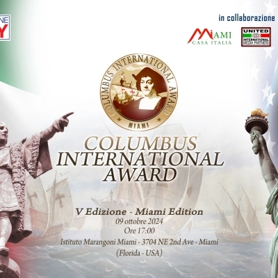 Il 9 ottobre alle ore 17:00, presso l'Istituto Marangoni di Miami (Florida-USA), la Quinta Edizione del COLUMBUS INTERNATIONAL AWARD