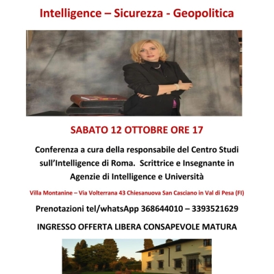 Conferenza sull'intelligence di Antonella Colonna Vilasi a San Casciano Val di Pesa 