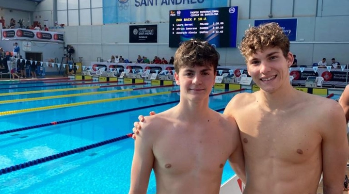 Gabriele Gambini e Matteo Vasarri della Chimera Nuoto in vasca a Barcellona