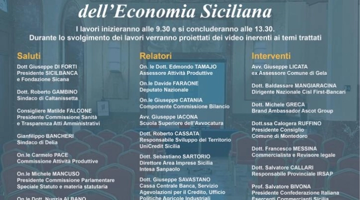 PNRR, mercati finanziari e nuove opportunità per l’economia siciliana: sabato 28 ottobre a Caltanissetta un convegno nella sede di Sicilbanca 