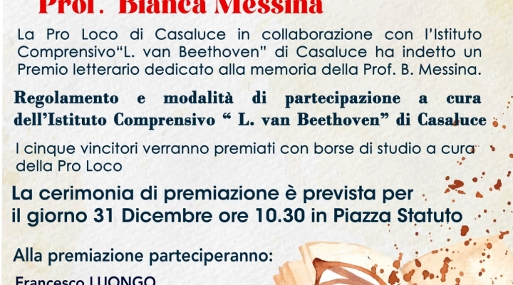 PREMIO LETTERARIO “BIANCA MESSINA” 1^ edizione