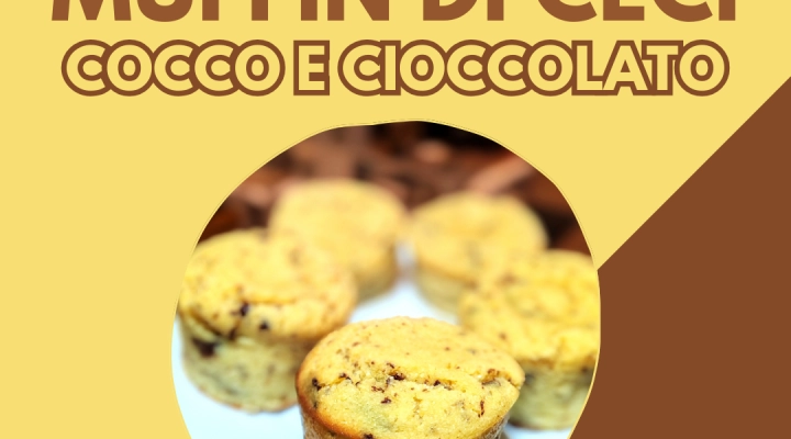 Muffin con farina di ceci, al cocco e cioccolato fondente, senza zucchero, sul canale youtube nanono cooking ideas