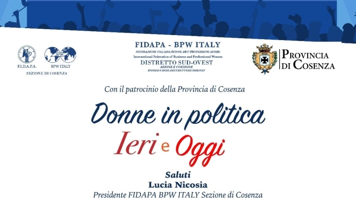 La Fidapa di Cosenza presenta il convegno “Donne in politica ieri e oggi”
