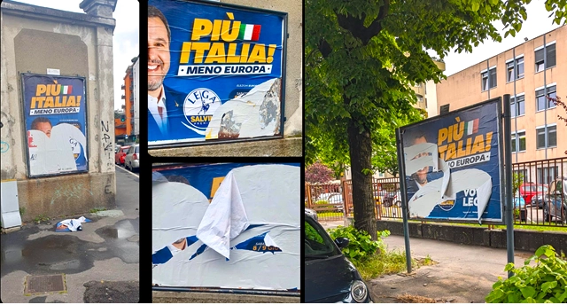 Manifesti elettorali della Lega vandalizzati a Sesto San Giovanni