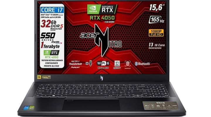 Acer Nitro V15 RTX 4050: Notebook Gaming con i7-13620H e Display 165Hz, Recensione Completa