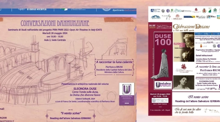 Il 28 maggio Pierfranco Bruni all'Università Federico II di Napoli raccontando la luna di d'Annunzio negli occhi di Eleonora Duse