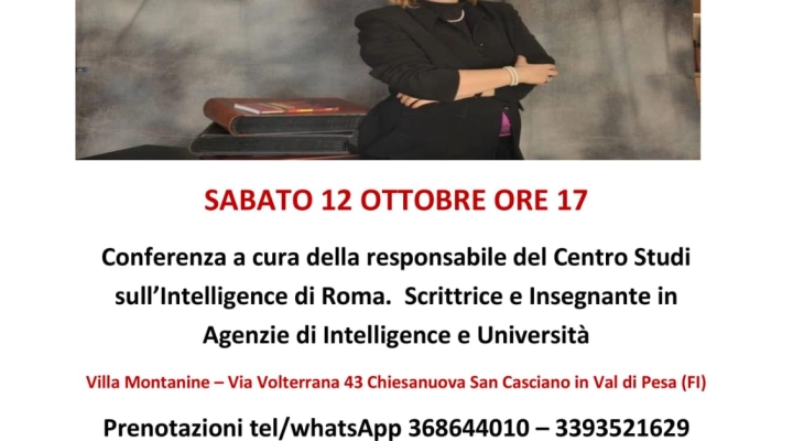 Conferenza sull'intelligence di Antonella Colonna Vilasi a San Casciano Val di Pesa 