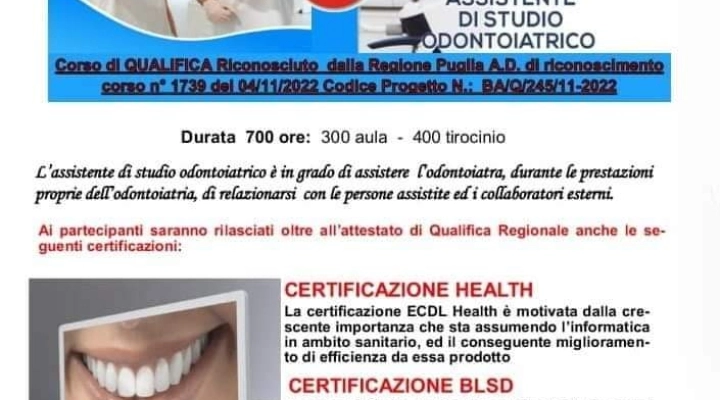 CORSO Assistente di Studio Odontoiatrico (A.S.O.)