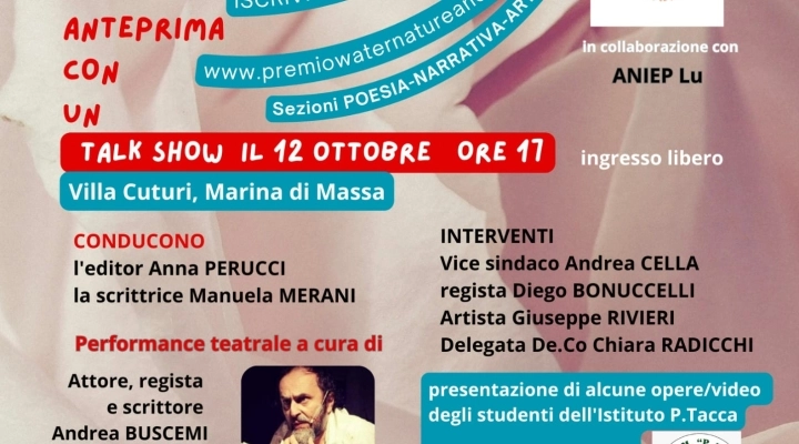 Un duplice incontro, quello del 12 ottobre a Villa Cuturi tra scuola e teatro per il Premio Water, Nature & People di Tarta Editorial Project